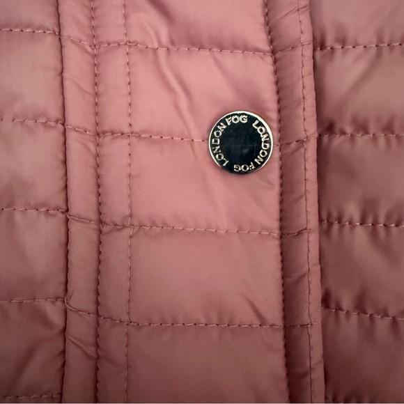 London Fog Hooded Box Quilt Puffer Coat Hooded Pink Size SP NWOT Beautiful - Picture 8 of 9